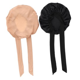 Vaguelly 2Pcs Household Bonnets for Women Supple Satin Sleeping Hat with Elastic Band for Long Hair Curly Hair and Braids present Occasion
