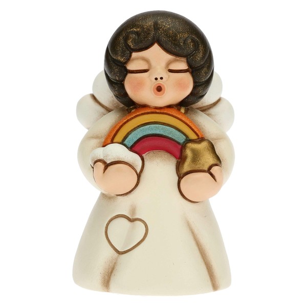 THUN, Iconic Angel of Joy in Ceramic Hand Decorated Positivity, 4.3 x 3.8 x 8.5 cm h