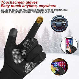 WIDZAR Winter Gloves for Men and Women Cycling, Biking, Hiking, Running and Driving Water Resistant, Windproof, Anti Slip Touch Screen (Black, XXL)