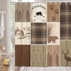 Rustic Cabin Bear Deer Shower Curtain, Country Brown Plaid Shower