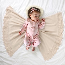 Hadetoto Cotton Baby Blanket for Newborn Soft Knit Boy Girl Blankets Baby Essentials Newborn Gift 100 x 80cm (Baby Mika)