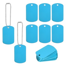 PATIKIL Metal Stamping Blanks Tags 2", 25 Pcs Anodized Aluminum Blank Dog Tags Rectangle Laser Engraving Blanks ID Name Tag with 6" Ball Chain for Pet Craft DIY Decorative, Light Blue