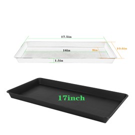 VUWEZ 2 Pack Plant Saucer Tray Rectangular, Plant Growing Nursery Trays, Heavy Sturdy Seed Starting Trays, Plants Starter Saucers for Indoors No Holes, Seed Starter Growing Tray (17.5"x10.6", Black)