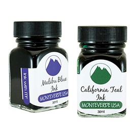 Monteverde 60ml Core Fountain Pen Ink Bottle (30ml Malibu Blue Ink Bottle G309MU, 30ml California Teal Ink Bottle G309CT)