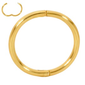 Gold Plated Sterling Silver Hand Made In Australia Hinged Hoop Sleeper Earrings Nose Lip Septum Ring Nickel Free Hypoallergenic (12mm)