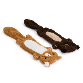 Zappi Co Quietschendes Knisterspielzeug für Hunde, kein Stopfen, 2er-Pack: Eichhörnchen und Otter – langlebiges Plüsch-Kauspielzeug für kleine, mittelgroße Hunde