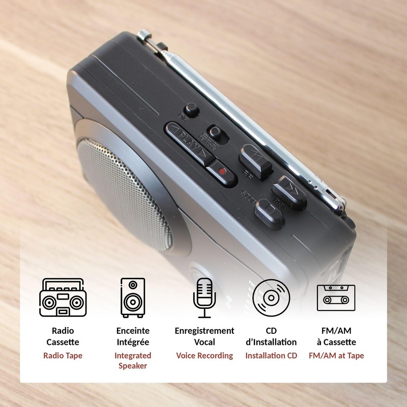 FISHTEC - Cassette Record Radio - Retro Radio with Modern