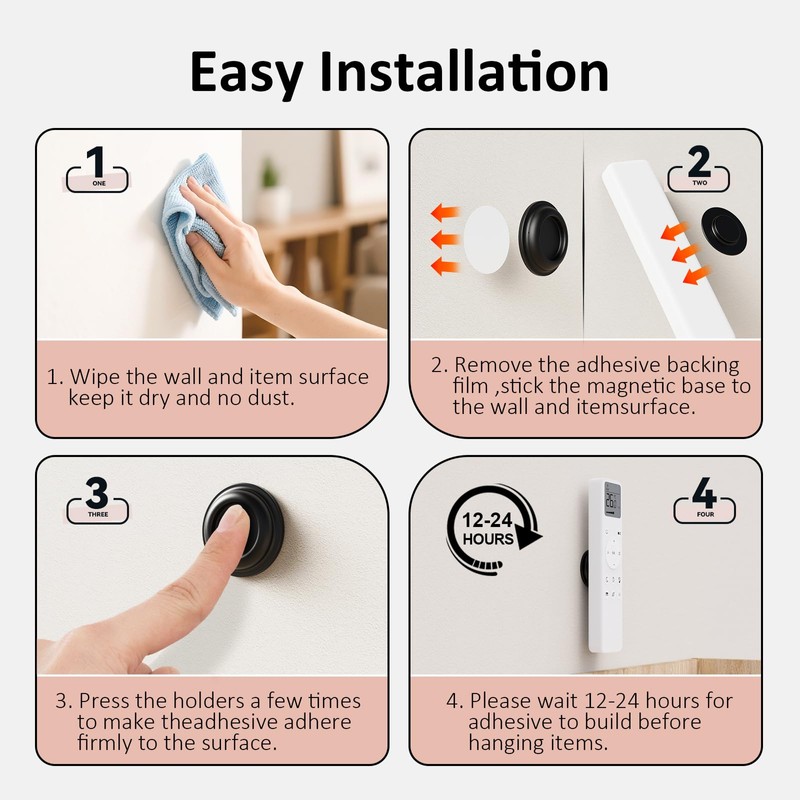 Vaszu Remote Control Holder Magnetic Wall Mount Self-Adhesive, 6 Pack