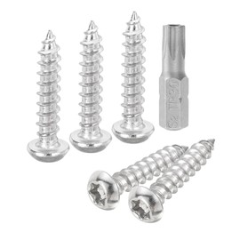 QUARKZMAN M6 x 30 mm Rounded Head Torx Security Screws, Pack of 10 304 Stainless Steel Anti-Theft Self-Drilling Screws, Anti-Theft Wood Screws with T30 Bit (Silver)