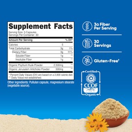 Nutricost Fiber Capsules - Prebiotic Fiber Supplement with Organic Psyllium Husk & Jerusalem Artichoke, 3g Per Serving, 150 Capsules, CCOF Certified, Gluten-Free