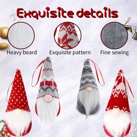 Christmas Tree Hanging Gnomes Ornaments Set of 4,Swedish Handmade Plush Gnomes Santa Elf Table Ornaments, Hanging Christmas Tree Decorations Home Decor (Set of 4)