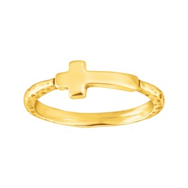 Silpada 'Simplex Cross' Horizontal Cross Textured Ring in Gold-Plated Sterling Silver, Size 6, Size 6