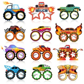 YYMYMGJ 24 PCS Monster Truck Paper Eyeglasses Monster Truck Party Favors Supplies Birthday Party Decorations Gifts Photo Booth Props for Kids Boys