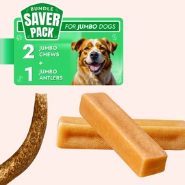 Tibetan Dog Chew Long Lasting Dog Treat for Jumbo dogs (2pc chew + 1 Pc Antler) Combo Saver Pack
