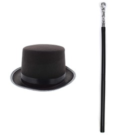 Zac's Alter Ego Fancy Dress Victorian Top Hat & 70s Pimp Stick/Staff/Cane