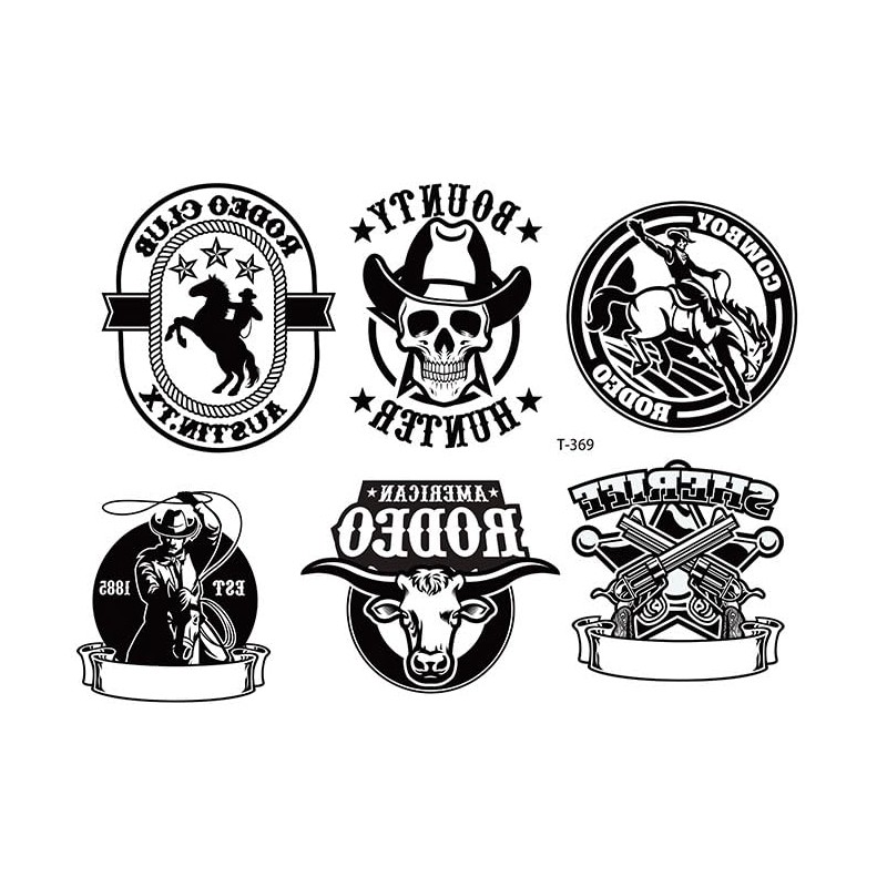 Cowboy Tattoo Bull Tattoo Stier Tattoo Totenkopf Tattoo Fake Tattoo