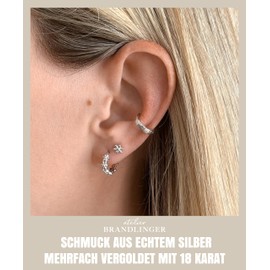 Brandlinger ® Stud Earrings 925 Sterling Silver Flower Jewellery 18 Carat (Silver and Gold) for Women and Girls Stud Earrings Flower Size Flower Stud Earrings 5mm, White Gold