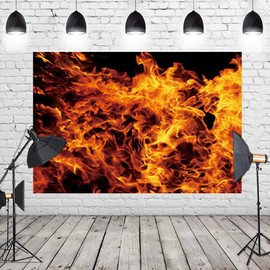 Raging Fire Backdrop Flame Wallpaper Decor Passion Black Background Photography Background Blogger Campfire Party Activities Birthday Baby-Room Children Adults Portrait Studio Prop (6x4ft)