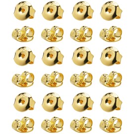 24PCS 18K Gold Plated 925 Silver Earring Backs Replacements, Hypoallergenic Earring Backs for Studs, Secure Ear Locking for Stud Earrings Ear Nut for Posts, 6mm