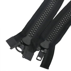 Leekayer #10 34 Inch Zippers for Sewing Slider Two Way Separating Plastic Zippers for Coat Parka Down Jacket Heavy Duty Resin Zippers 34" (86.36 cm) Bulk