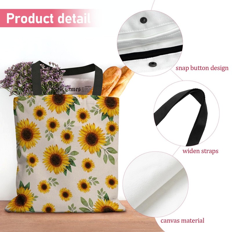 Yesad Canvas Tote Bag for Women with Zipper Inner Pocket,