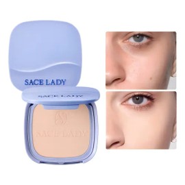 Sace lady Base De Maquillaje Polvo Compacto Fijador Matte Spf 30 Pa+++ Tono C01 MARFIL CLÁSICO 9.5g Resistente Al Agua Larga Duración Control De La Gr