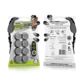 GorillaGlides CB253 1 Inch Chair Sliders/Furniture Glide Floor Protectors (Set of 8 Glides) Self-Adhesive Screw-On Glides, for Sliding on Hard Surface Floors and Low-Pile Carpet, Round