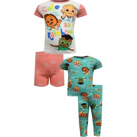 Komar Kids Girls Cocomelon Cute as a Rainbow 4 piece Toddler Pajamas (3T)