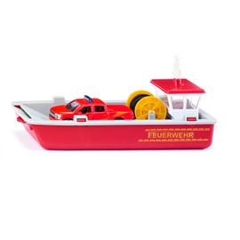 siku 2117, Fire Brigade Workboat, 1:50, Metal/Plastic, Red/Yellow, Incl. Ford F150 Pick-Up and Sticker Sheet