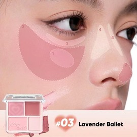 Judydoll 2 in 1 Blush Highlight Palette, Powder& Cream, Sweet, Natural, Brightening SkinTone, Highlight, Smooth, Soft Color, Light Pink Blush For Girls, Cute and Lightweight, Long-lasting, Holiday Gift, Springtok - Colour: #03 Lavender Ballet