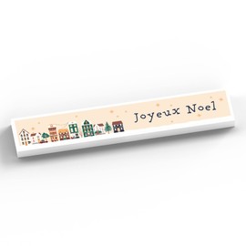 Global Designs Joyeux Noel Snowy Street Scene Festive Standing Wooden Block Christmas Decor