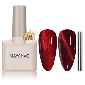 MAYCHAO 15ML Cat Eye Gel Nail Polish 1Pc Burgundy Gel Polish with Magnet Soak off Holographic Magnetic Nail Polish for Nail Art Manicure Salon DIY at Home, 0.5 OZ