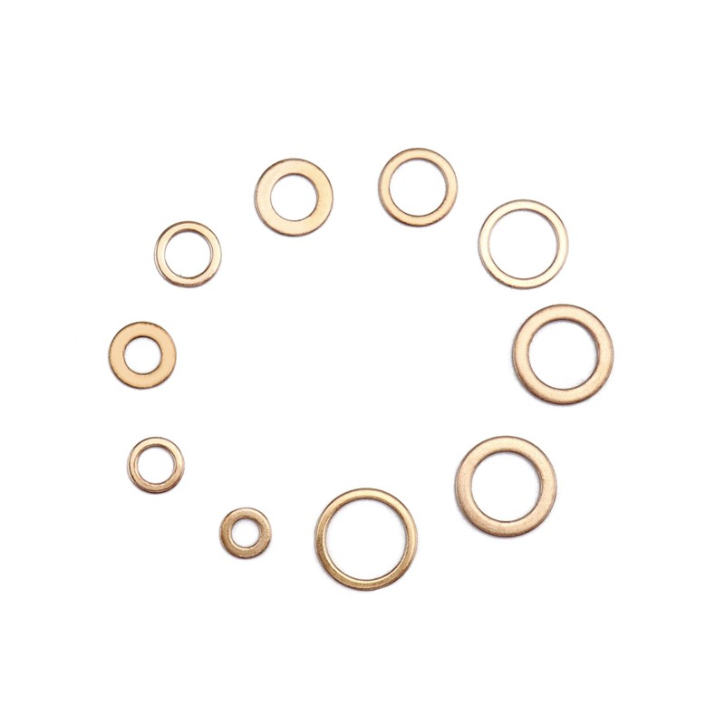 QWORK® Copper Washers Assorted Kit, 200 Pcs Flat Copper Sealing