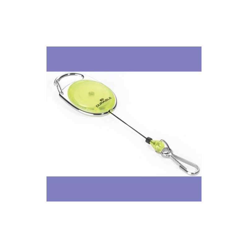 Durable yo-yo style badge holder with spring hook, yellow