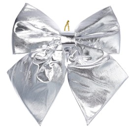 allgala Christmas Decorative Metallic Foil Fabric Bows for Wreath Garland Christmas Tree Chair Wedding-2 Pack-14 (30x35cm)-Silver-XBW92384