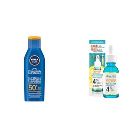 NIVEA SUN Protector Solar Corporal FPS50 Hidratante Protect & Moisture Resistente al agua 125 ml + Garnier Sérum Anti imperfecciones 30 ml