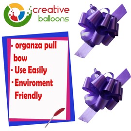 creative balloons Purple Pull Bows large Gift Wrapping Pom Pom Pull Bows Gift Wrap Bows Floristry Wreath Making Wedding Basket Flower Bouquets Party Decoration Pack of 2