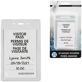 Merangue 25 Pack Vertical ID Badge Holders, Plastic, Top Load, Clear (1008-4201-00-000