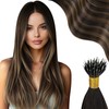 Moresoo Nanoring Real Hair Extensions, 45 cm, Root Brown to