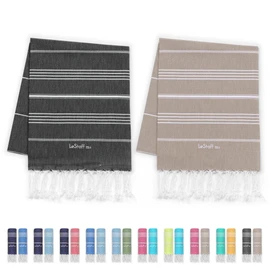 LeStoff Set of 2, the Original Hammam Towel, Beach Towel, Bath Towel, Sauna Towel, Shower Towel, Camping, Sports, Yoga, Travel, 100% Organic Cotton, Sustainable, Soft and Prewashed. (95 x 180 cm)