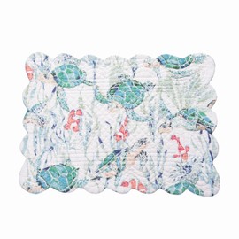 C&F Home 13" x 19" Sea Turtle Cove Scalloped Edge Nautical Decorative Tabletop Single Placemat All Seasons Coastal Beach House Ocean Kitchen Dining Dinner Table Decor Decoration Blue