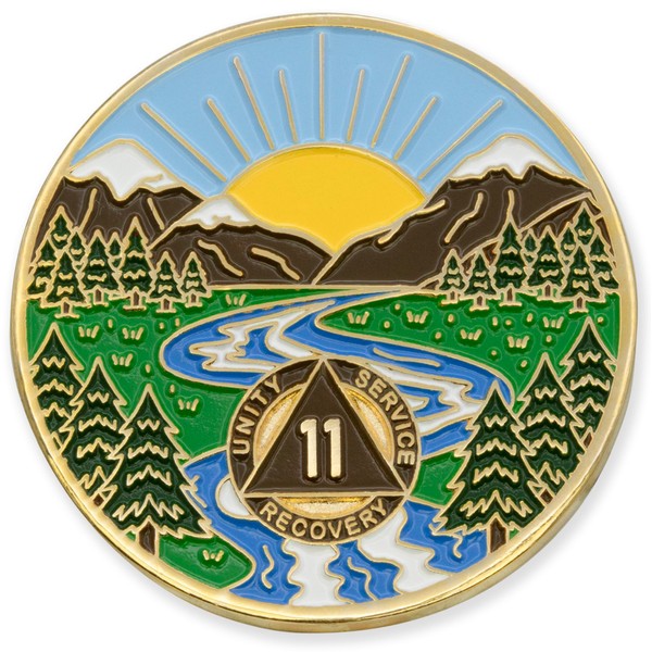 11 Year Sobriety Mint Winding River Gold Plated AA Recovery