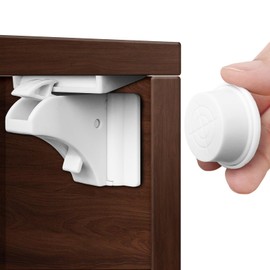 CNMTCCO Magnetic Child Lock, 12 Locks with 3 Keys, Invisible Child Lock for Cupboard and Drawers, Child Lock Drawers, No Drilling or Screws (White)