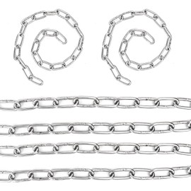 Biugaaufai 10 PCS 5/32 x 23 Inch Link Chain, Coil Chain - 304 Stainless Steel Chain, 4mm Metal Chain for Home Gate Hanging and Chain Link Fence, Camping