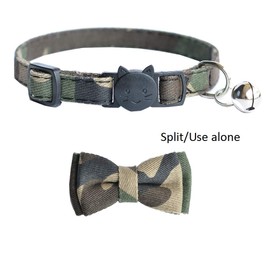 Cat Collar Breakaway with Bell and Bow Tie, Camouflage Design Adjustable Safety Kitty Kitten Collars(6.8''-10.8'') (Camouflage)