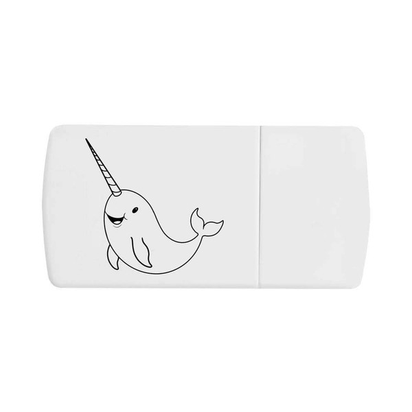 'Cute Swimming Narwhal' Pill Box with Tablet Splitter (PI00032675)