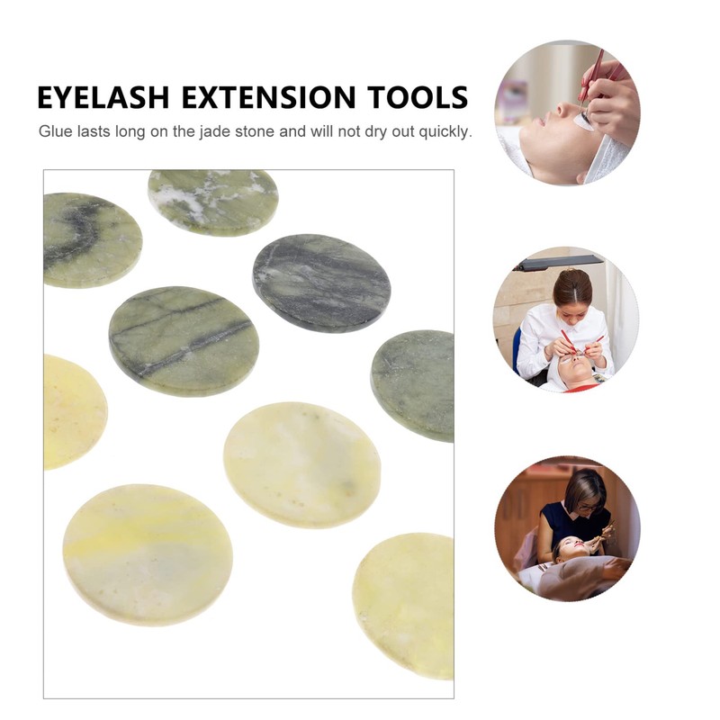 FOMIYES 10pcs Jade Stone Eyelash Extension Pad Holder for Easy