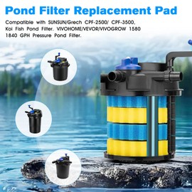 Kscjdg Pond Filter Replacement for Vivohome Pond Filter Media Pad Koi Fish Pump Sponge Filter Pads SUNSUN/Grech CPF-2500 CPF-3500 VIVOHOME 1580 1840GPH Pressure Pond Filters