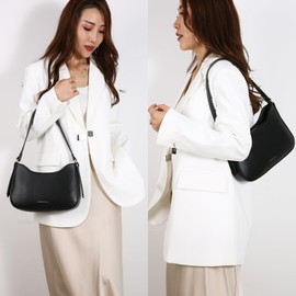 Black Shoulder Bags for Women, Myhozee Small Clutch Purses for Ladies Hobo Bag PU Leather Crescent Handbag Mini Y2K Tote Bags with Zipper Closure