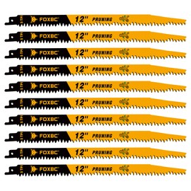 FOXBC Wood Pruning Reciprocating Saw Blades, 12 Inch Pruning Saw Blades 5TPI for Tree Trimming, Wood Wet Wood Cutting, 10-Pack